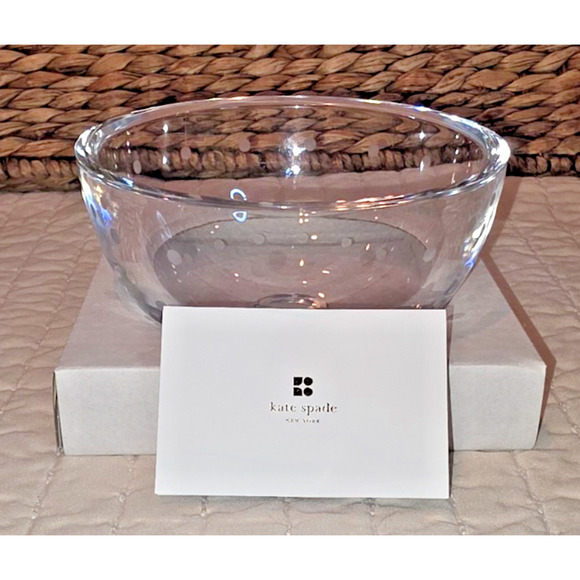 Kate Spade Lenox Larabee Dot Round Bowl 6" Lead Crystal Polka Dot Modern Elegant - Picture 7 of 7